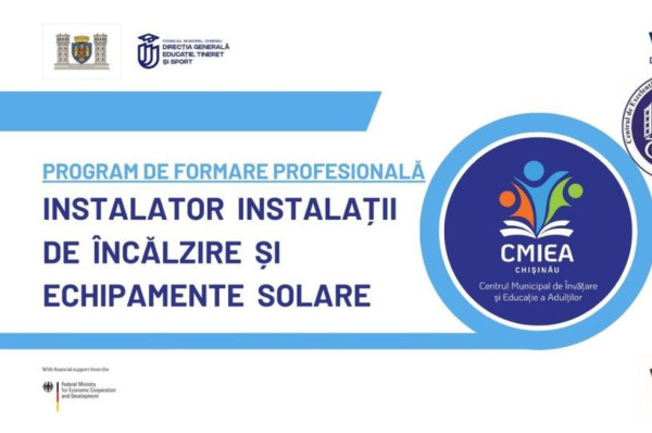 Direcția Generală Educație Tineret și Sport a lansat Programul de formare profesională „Instalator instalații de încălzire și echipamente solare”.